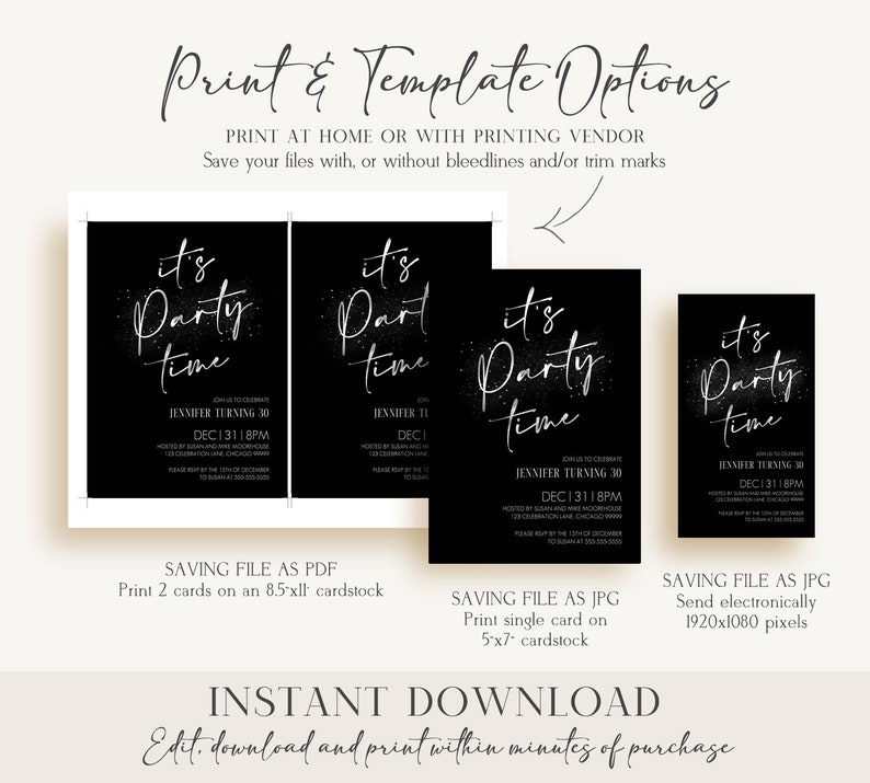 It's Party Time Evite &amp; Printable Invitation Template - Etsy