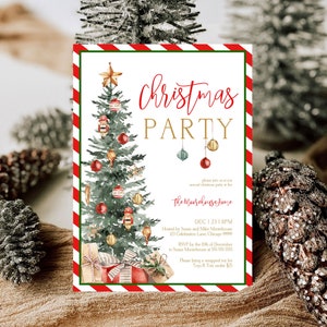 Christmas Party Invitation, Christmas Party Invite, Christmas Party Printable, Holiday Party Invitation, Christmas Invitation Download T2C image 2