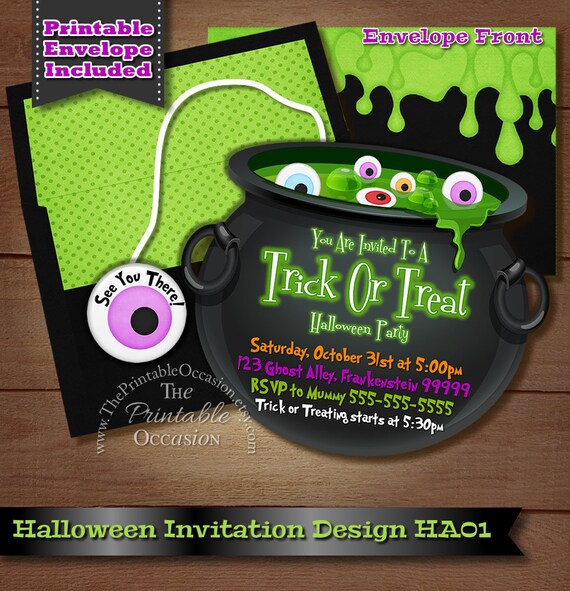 Halloween Party Invitation, Trick or Treating Invitation, Kids Halloween Party Invitation, Printable Invitation, DIY You Print Custom Il_570xn