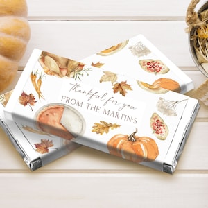 Thanksgiving Party Chocolate Bar Wrapper Template Printable Thanksgiving Candy Bar Label Editable Friendsgiving Dinner Download Corjl T5 TG