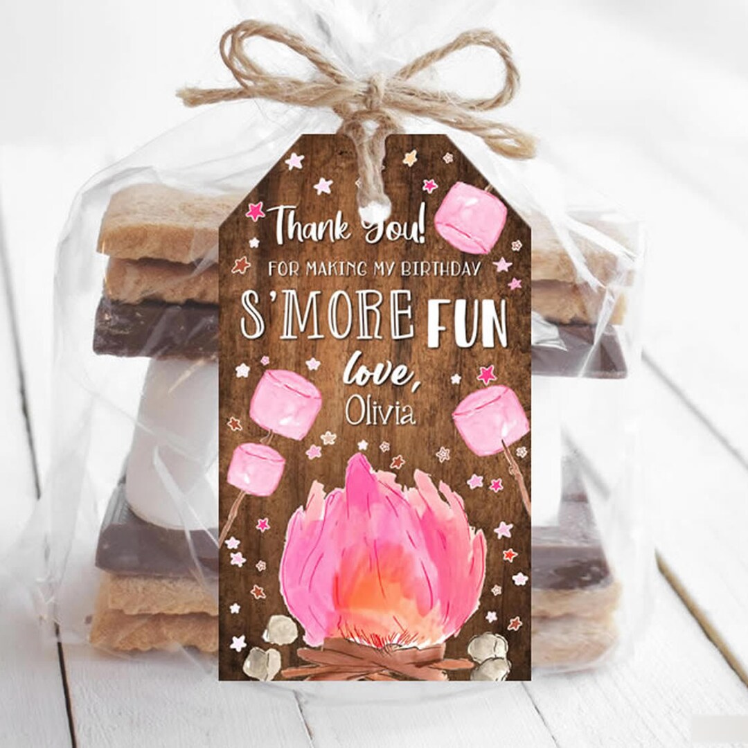 Rustic Smores Thank You Tags Editable Favor Tags Smore Fun Printable ...