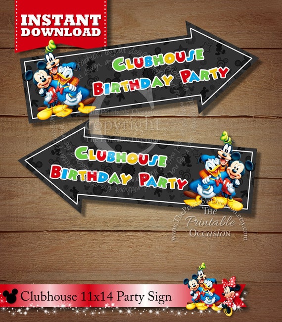 11x14 Mickey Mouse Clubhouse Party Sign Door