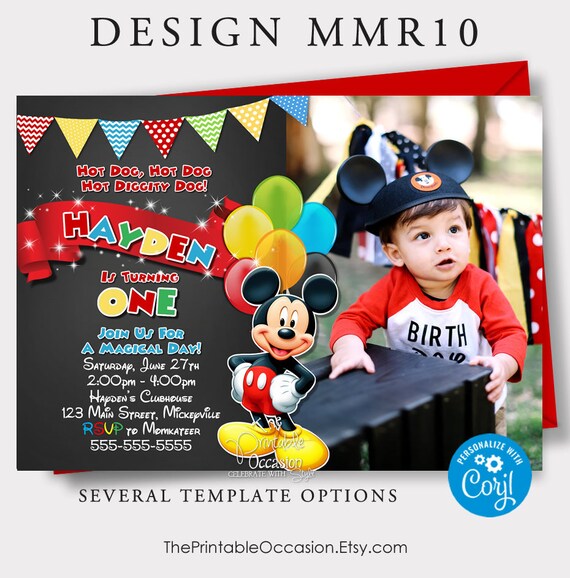 EDITABLE Mickey Mouse Chalkboard Invitations, Mickey Mouse Birthday Invitation, Mickey Mouse, Instant Download, Chalkboard Invitation Il_570xn