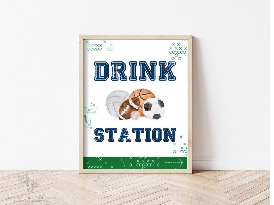 Printable Sports Drink Station Sign, All Sports Drink Station Sign, All