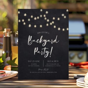 Backyard Party Invitation Template Backyard Party Evite BBQ Party Invite Adult Birthday Party Housewarming Party Summer Party Evite
