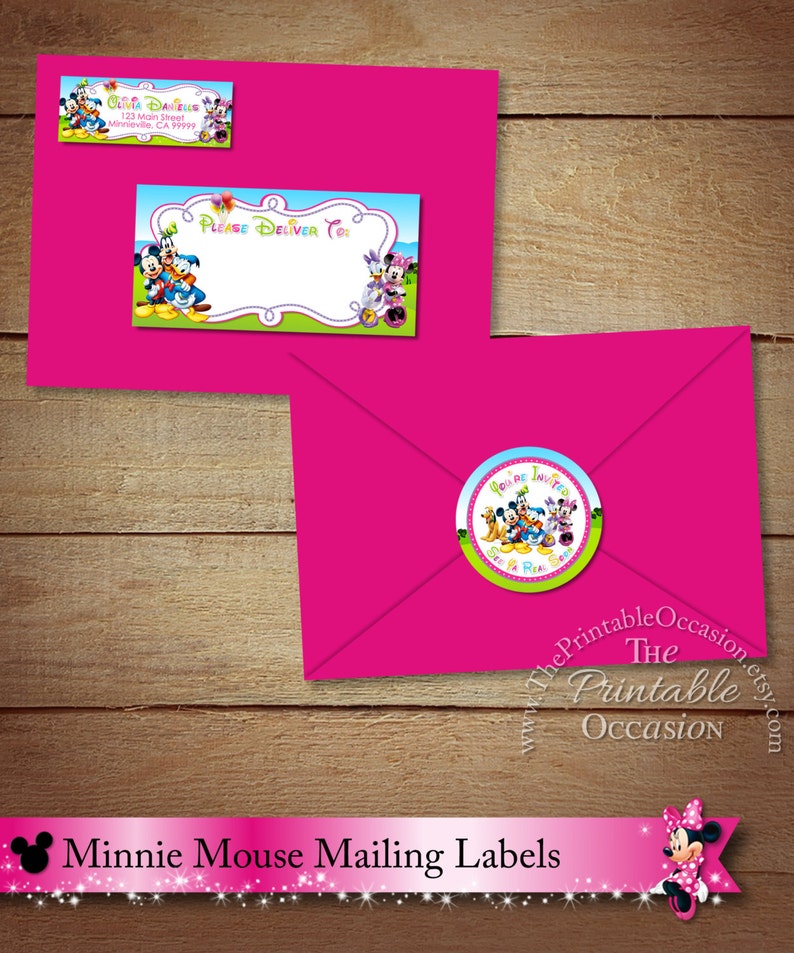 Mickey and Minnie Mouse Address Labels and Envelope Seal Red | Etsy