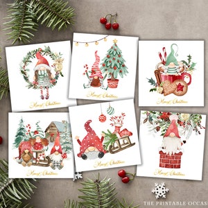 Gnome Christmas Cards, Gnome Christmas Card Collection, Gnome Christmas Cards Set, Printable Gnome Christmas Greeting Cards Instant Download