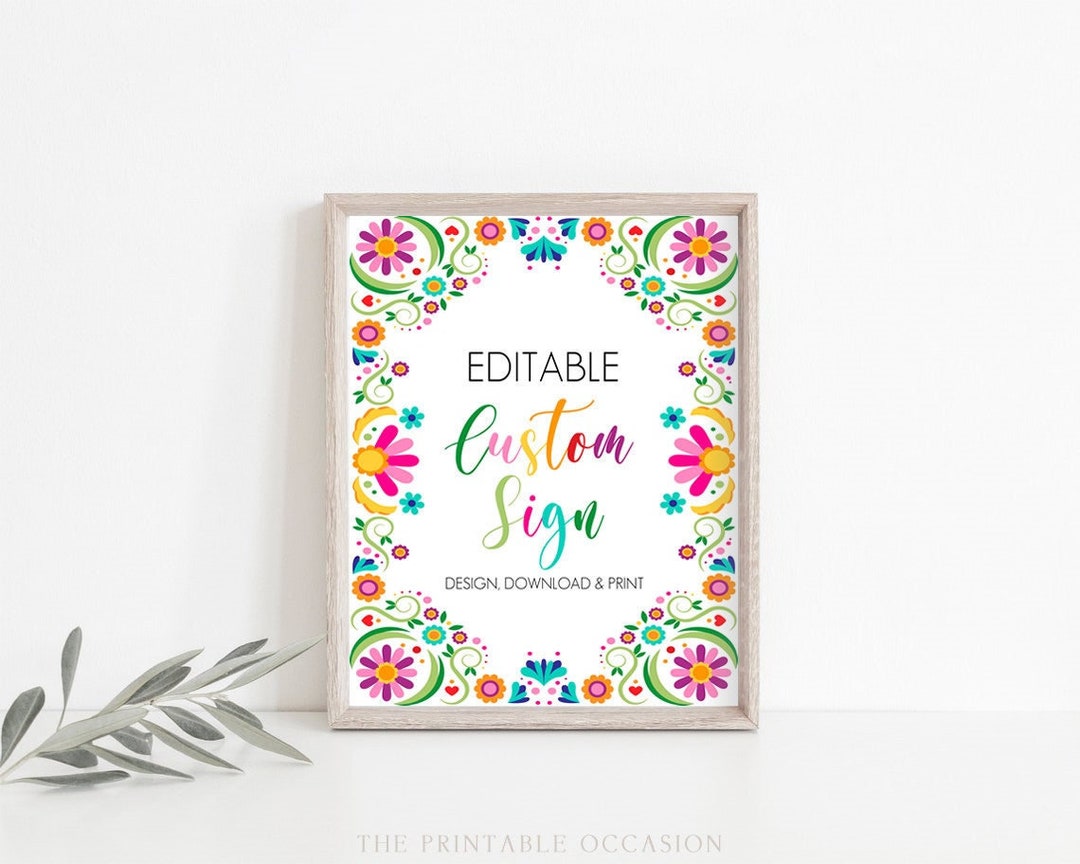 Editable Custom Sign Fiesta Party Sign Fiesta Décor Mexico Table Sign ...
