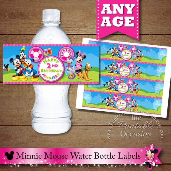 Clubhouse Water Bottle Label, Printable Water Bottle Labels, Mickey Mouse, Minnie Mouse, Daisy Duck, Daffy Duck, Goofy Il_570xn