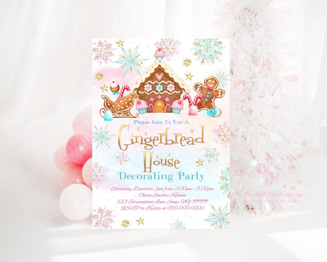 EDITABLE Gingerbread House Decorating Party Invitation Gingerbread ...