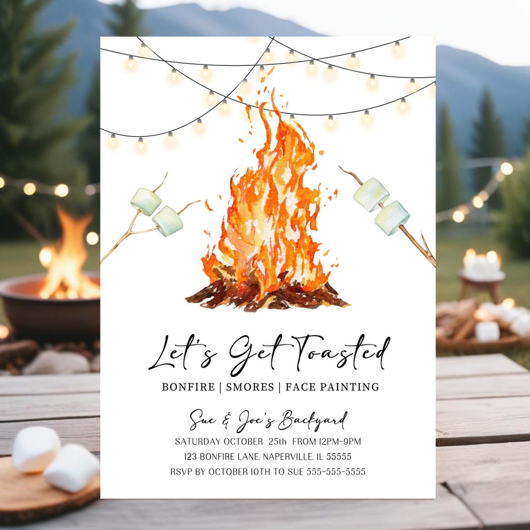 Bonfire Birthday Invitation Bonfire Birthday Party Invite Bonfire ...