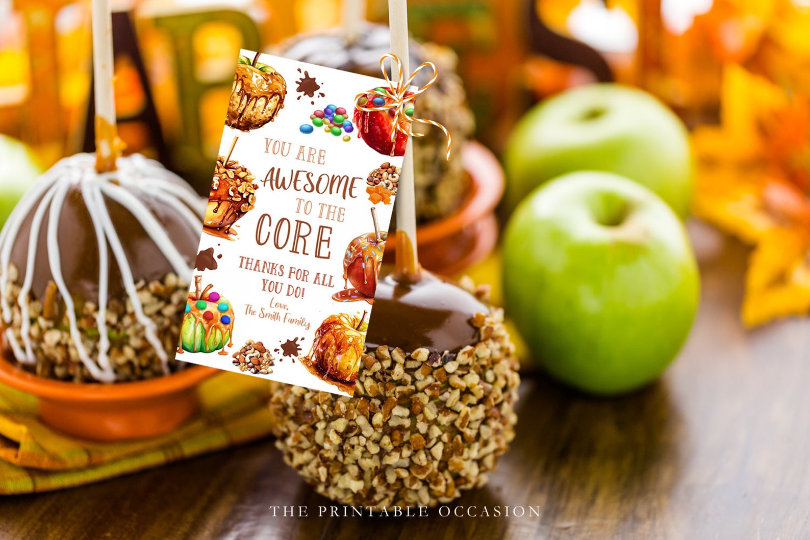 EDITABLE You Are Awesome to the Core Favor Tags Caramel Apple Treat ...