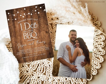 I Do BBQ Invitation Template Couples Shower, Engagement Invitations, Rustic Wood, Printable I Do BBQ Editable Invitation, Instant Download