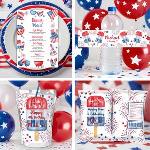 4th of July Birthday Invitation Bundle Editable Little Firecracker 4th of July Invitation Template Patriotic Kids Birthday Party Decor P2 image 7