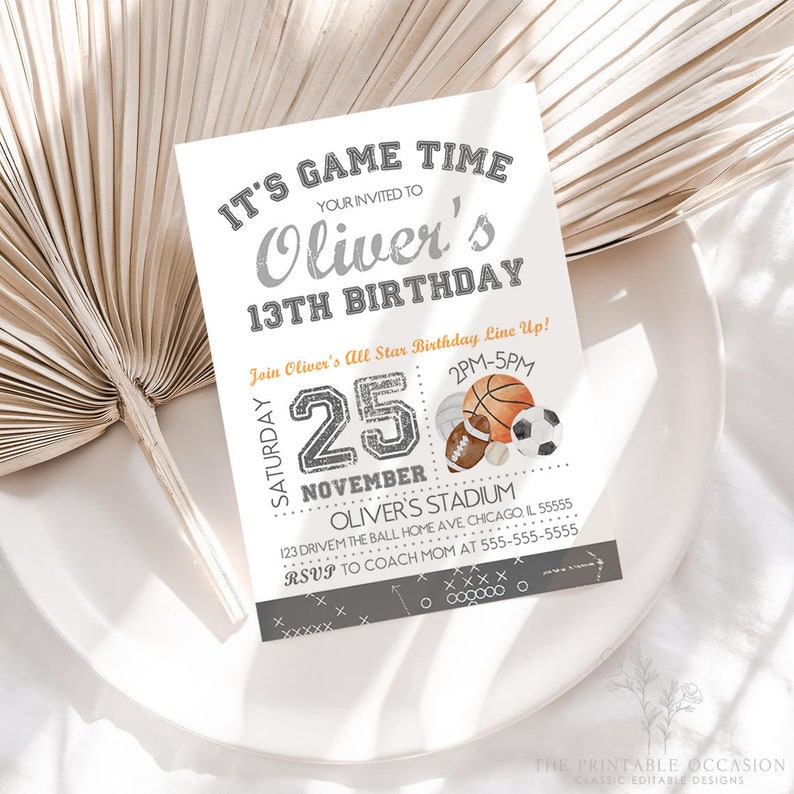 All Sports Birthday Party Invitation Template Editable Sports Birthday Invitation Printable All Sports Invitation Boy's Birthday Invite AS1 image 3