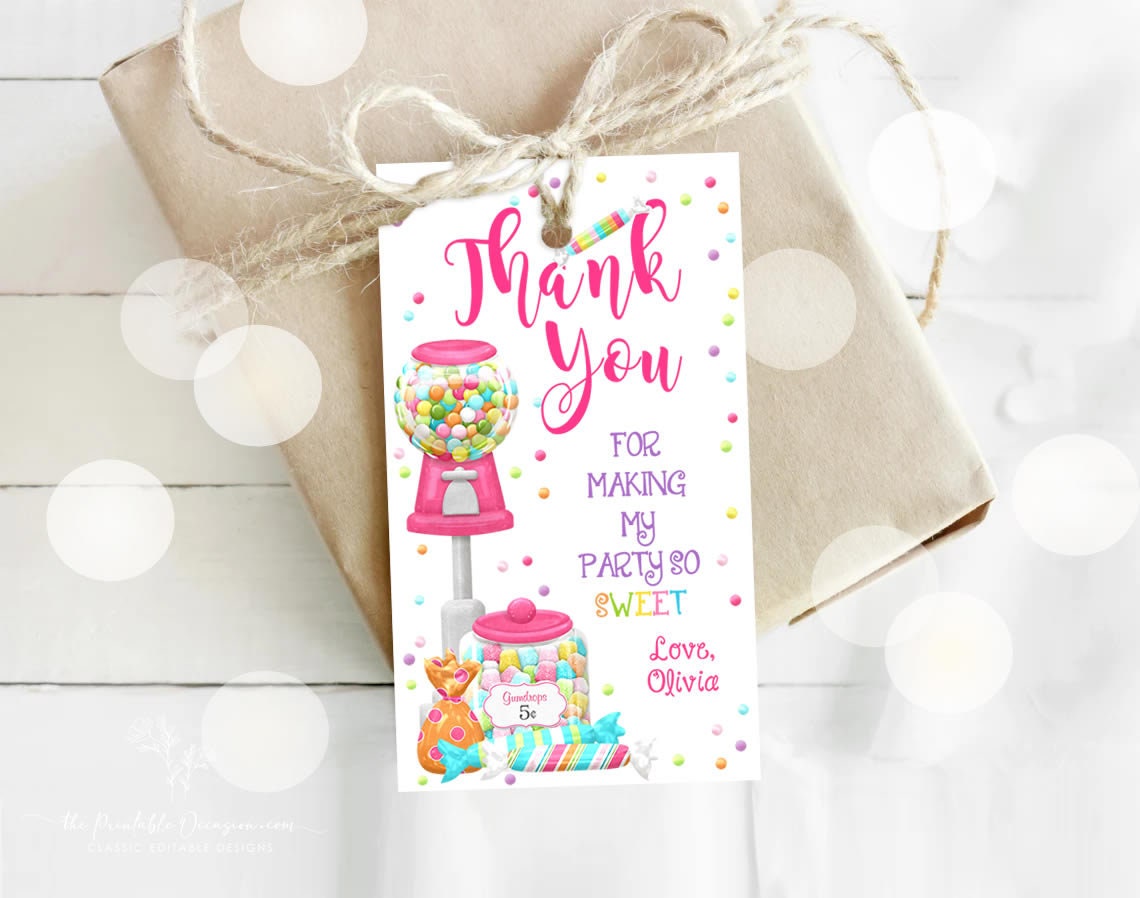 Candy Tags Editable Sweet Shoppe Birthday Gift Tags Template, Sweet Candy Favor ...