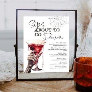 Halloween Pick Your Poison Bar Menu Template Printable Sips Going Down Drinks Sign Editable Zombie Cocktail Menu List Instant Download SK1