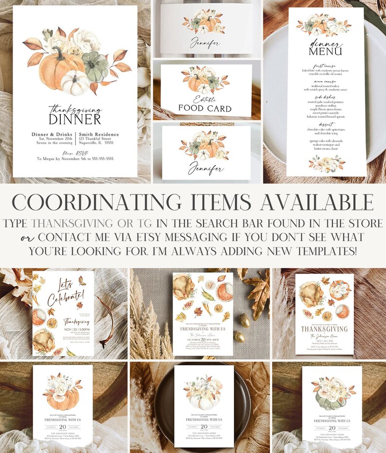 Fall Food Cards Template Thanksgiving Food Label Card - Etsy