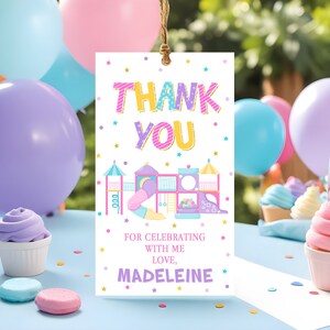 Editable Girl&#39;s Playground Favor Tag, Playground Favor Tag, Soft Play Playground Thank You Tag Playground Park Birthday Instant Download PL1