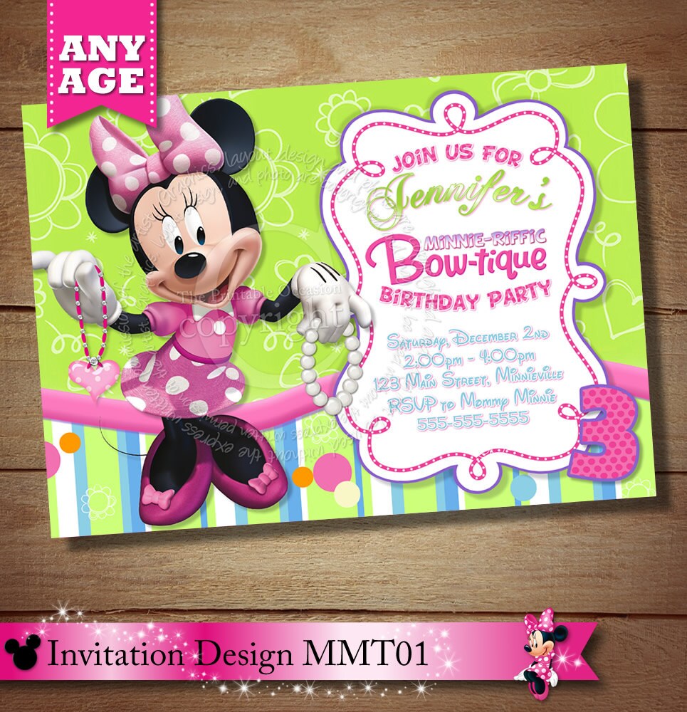 Minnie Mouse Bowtique Invitation Minnie Mouse Bow-Tique | Etsy