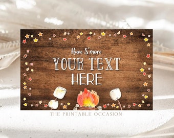 Rustic Smores Food Tents Template Editable Smores Table Tents Card Birthday Baby Shower Bonfire Food Label Smores Party Camp Printable SM3