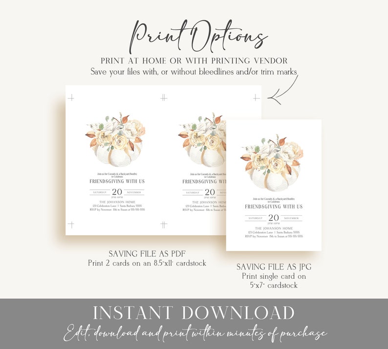 Editable Friendsgiving Minimalist Invitation Template Printable Autumn Friendsgiving Dinner Invitation Thanksgiving Holiday Invite Printable Friendsgiving