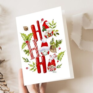 Gnome Ho Ho Ho Christmas Greeting Card Santa Gnome Holiday Card Gnome Ho Ho Ho Christmas Card Printable Gnome Greeting Card INSTANT DOWNLOAD