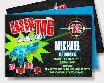 EDITABLE Laser Tag Invitation Neon Laser Tag Birthday Invitation Glow Laser Tag Birthday Party Neon Glow Laser Party Instant Download Corjl