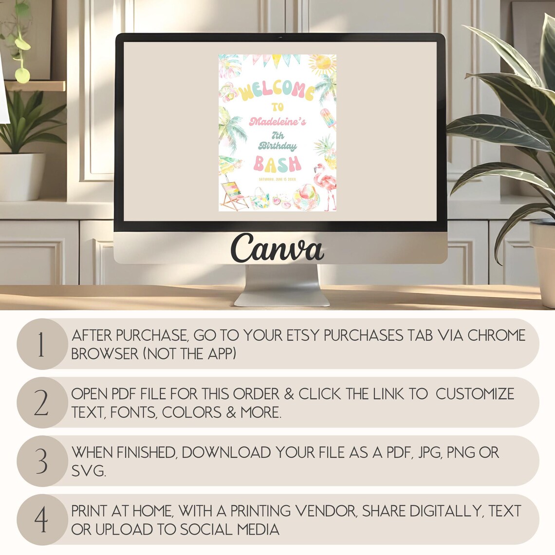 Welcome Splash Text Editable Pool Splash Welcome Sign Pastel Tropical Pool Party Welcome ...