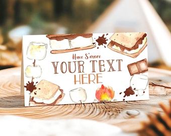 Smores Food Tents Editable Smores Food Tents Cards Birthday Baby Shower Bonfire Food Labels Smores Party Camping Printable Download SM3