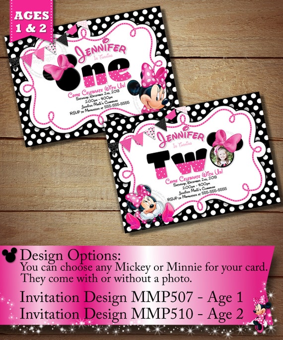 same day svc minnie mouse first birthday invitation minnie mouse