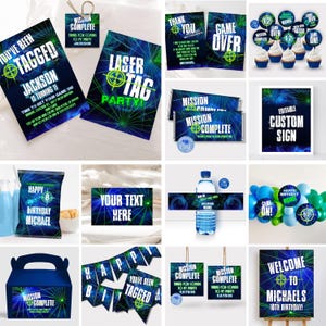 Laser Tag Birthday Invitation Bundle Editable Laser Tag Birthday Invitation Printable Boy Arcade Party Invite Glow Birthday Decor LT1