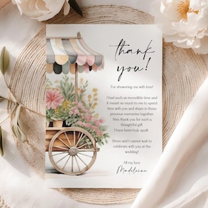 Floral Thank You Card Template Printable Bridal Shower Thank You Card Insert Fresh off the Market Bridal Shower Floral Thank You Canva FC1