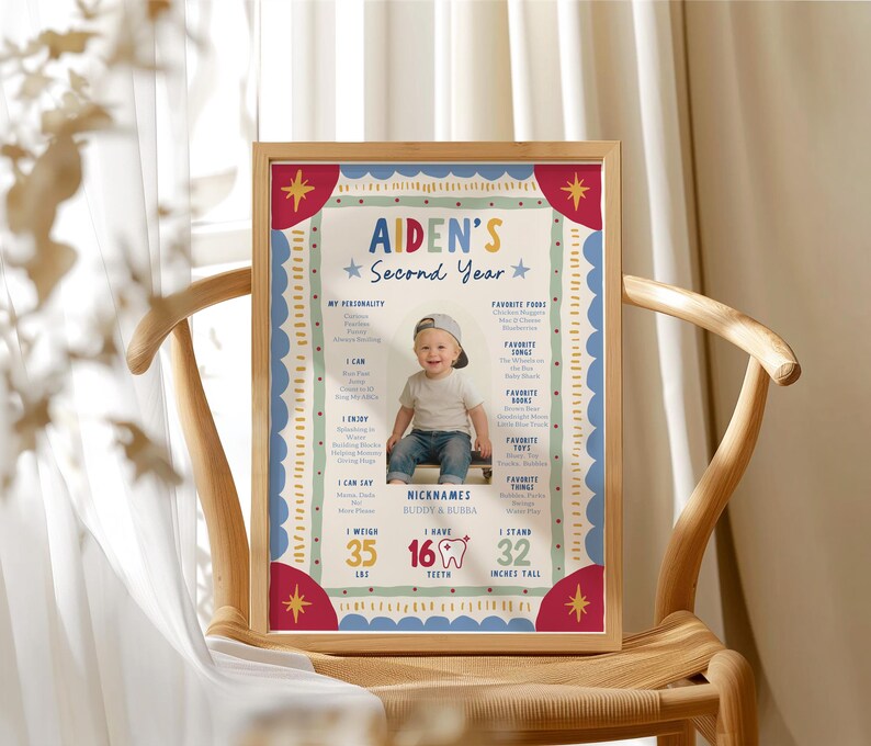 Editable Fun To Be One Birthday Invitation Vintage Hand Drawn First Birthday Invite Retro Colorful 1st Birthday Canva Invitation Template V2 image 12