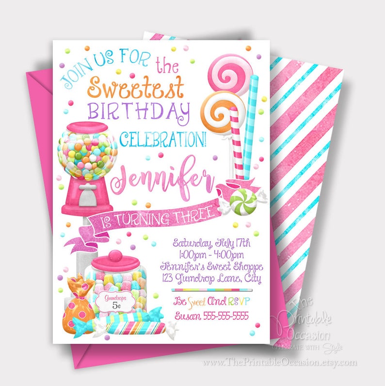 SAME DAY SVC Sweet Shoppe Invitation Sweet Shoppe Birthday Etsy