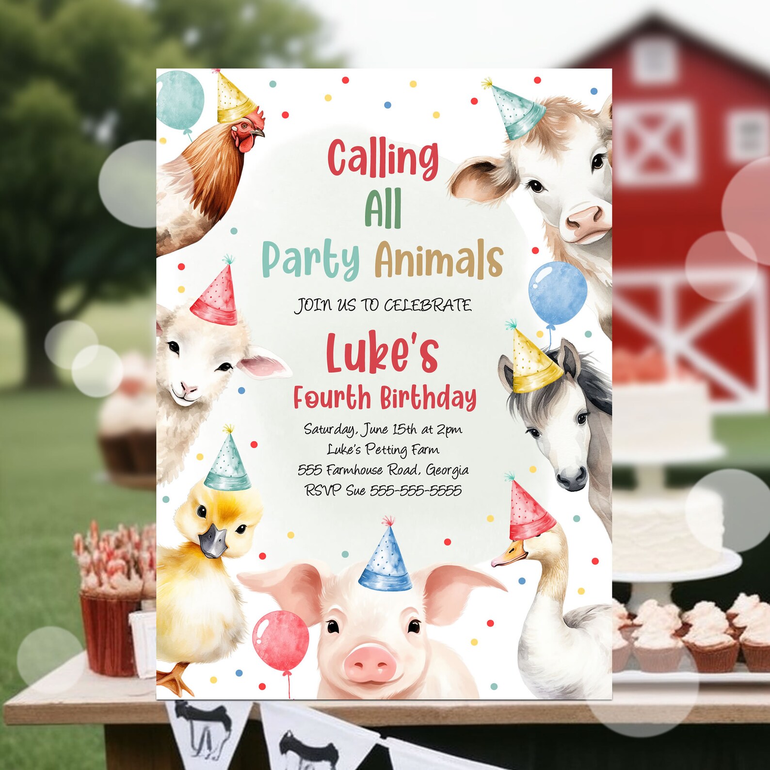 Editable Farm Animals Birthday Invitation Boy's Farm Barnyard First ...
