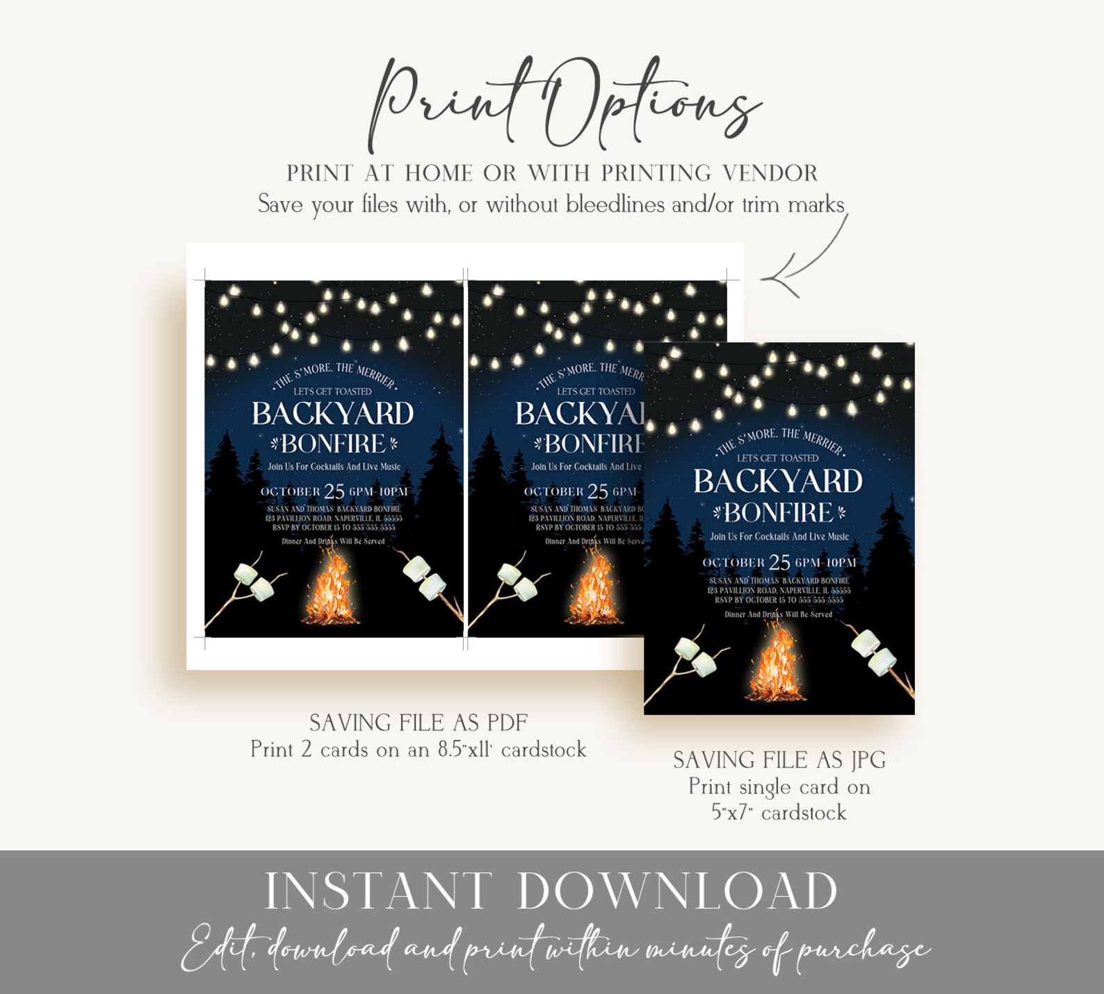 Editable Bonfire Party Invitation Template Bonfire Birthday - Etsy