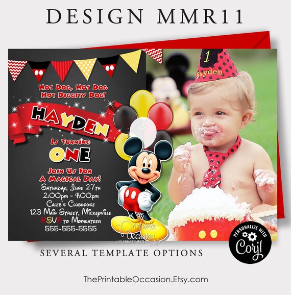 EDITABLE Mickey Mouse Chalkboard Invitations, Mickey Mouse Birthday Invitation, Mickey Mouse, Instant Download, Chalkboard Invitation Il_570xn