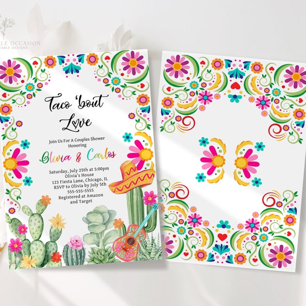 Editable Taco 'Bout Love Fiesta Couples Shower Invitation Taco 'Bout Love Engagement Party Mexican Engagement Fiesta Instant Download FE1