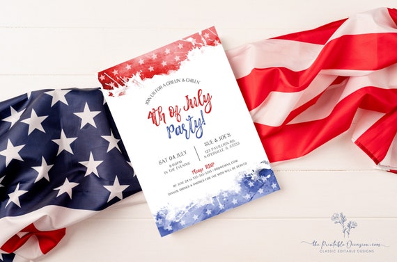 EDITABLE 4th of July Invitation Template Printable Fourth of July Celebration Invitation Backyard BBQ Fireworks, Neighborhood Block Party P1 Il_570xn