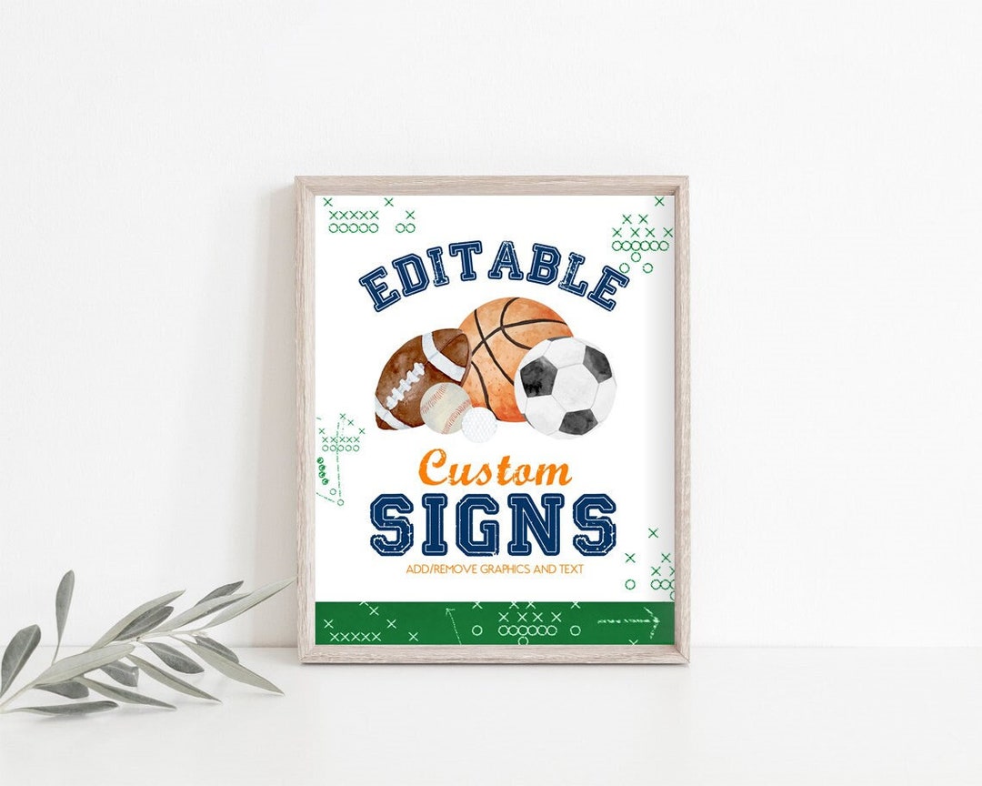 Multi Sports Sign Editable All Sports Custom Sign Template All Sports Birthday Party Sign ...