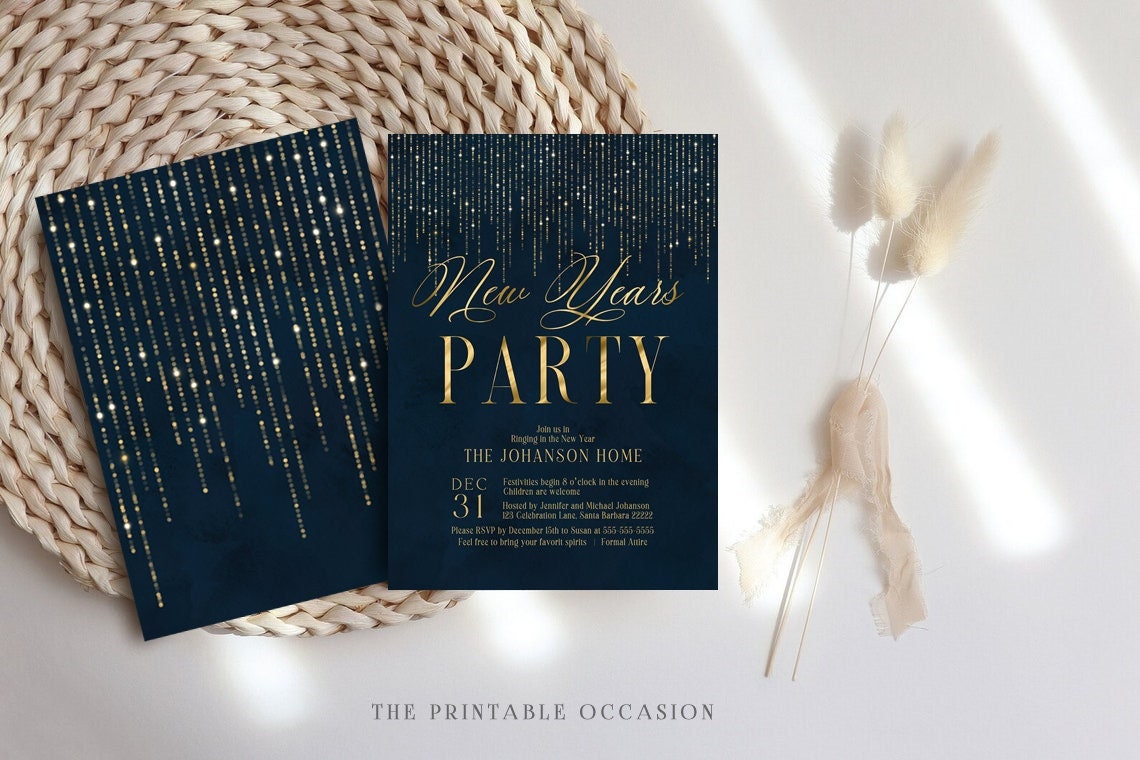 EDITABLE New Year's Eve Party Invitation Template New - Etsy
