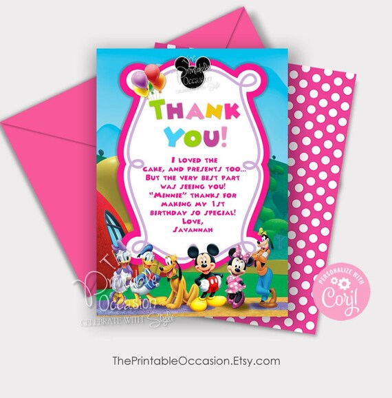 Printable Minnie Mouse Thank You Card Printable Cards Thank You Cards Mickey Minnie Mouse