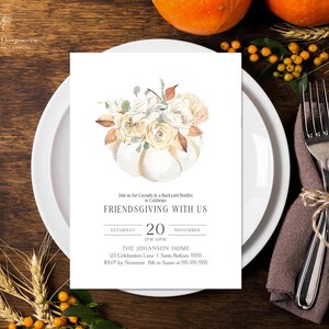 Editable Friendsgiving Minimalist Invitation Template Printable Autumn Friendsgiving Dinner Invitation Thanksgiving Holiday Invite Printable Friendsgiving