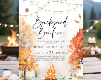 Bonfire Birthday Invitation Bonfire Birthday Party Invite Bonfire Invitation Bonfire Party Invite Bonfire Invitations Digital Evite BF2