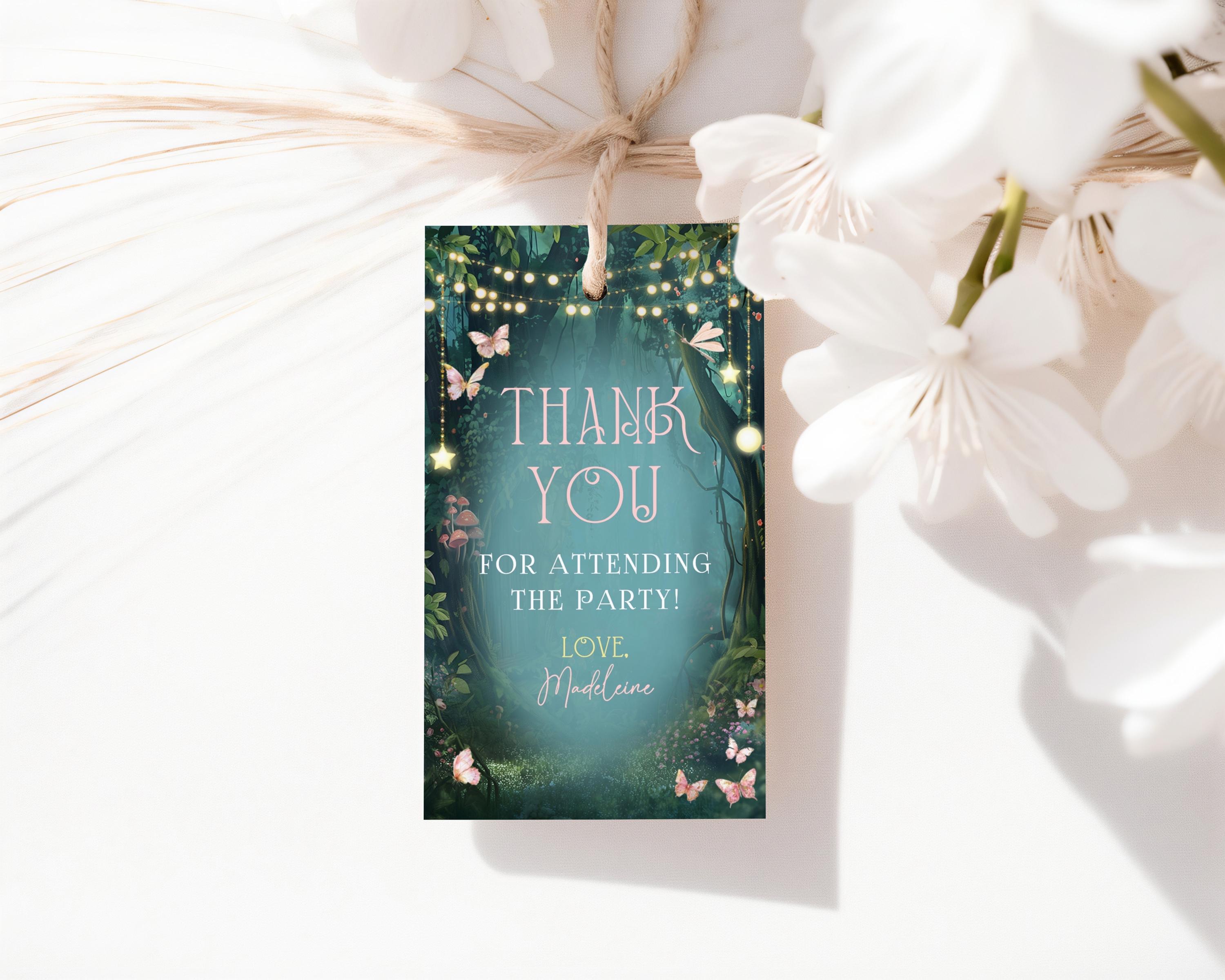 Enchanted Forest Thank You Tag Fairy Garden Party Favor Tag Magical ...