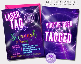 Laser Tag Party Birthday Invitation Girl's, Laser Tag Birthday Party, GirlS Laser Tag Party Birthday Invitation, Laser Tag Invitation GLT