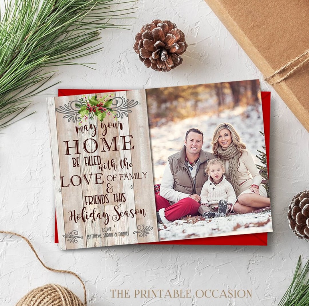Rustic Christmas Photo Card, Country Rustic Christmas Card, Country