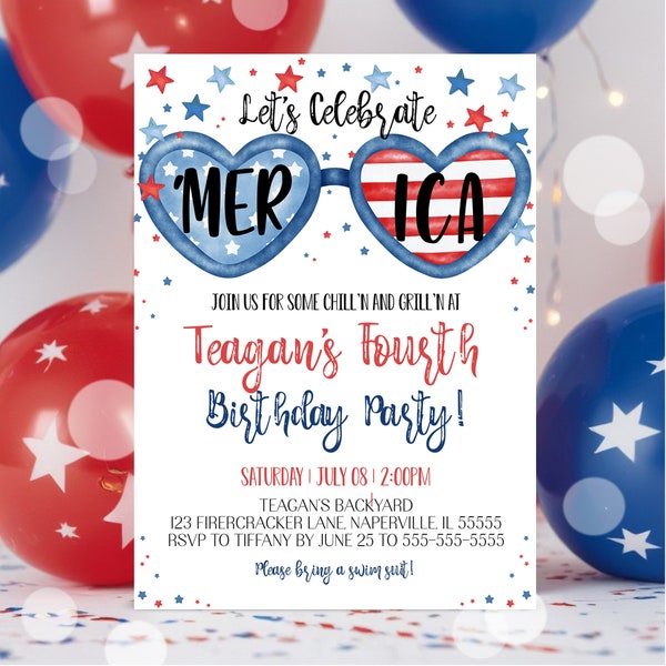 EDITABLE 4th of July Invitation Template Printable Fourth of July Celebration Invitation Backyard BBQ Fireworks, Neighborhood Block Party P1