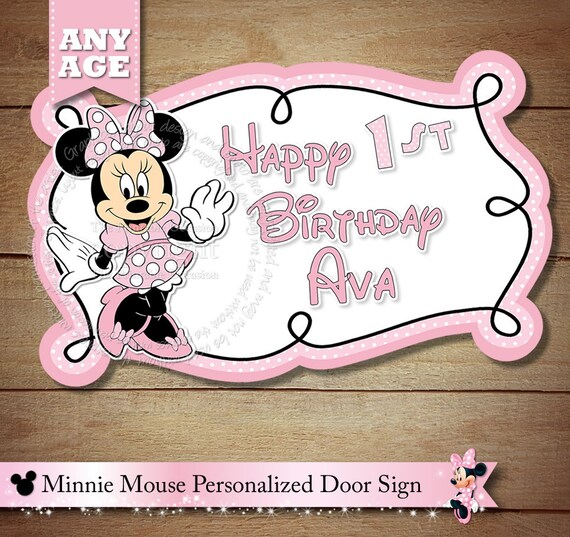 Minnie Mouse Sign Minnie Mouse Happy Birthday Personalized Door